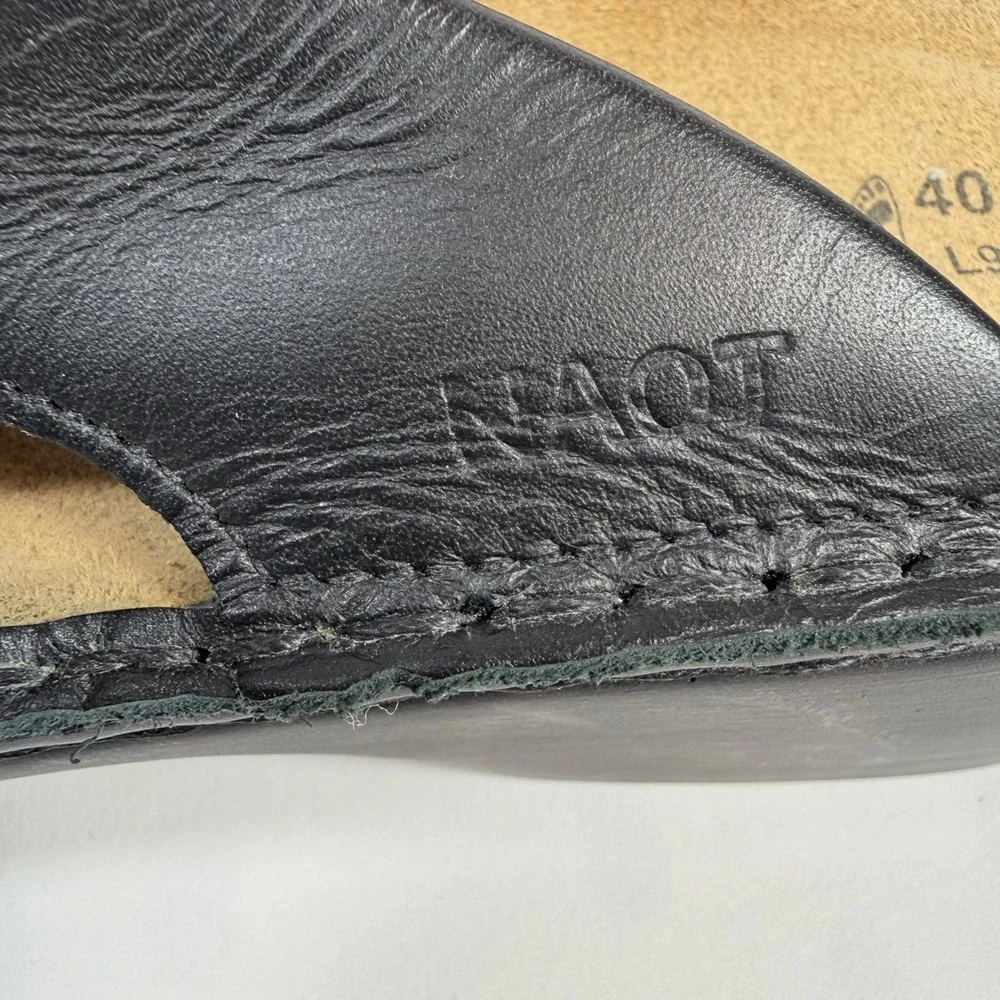 Naot Black Leather Wedge Slide Sandals Comfort Shoes Womens EU 40 US 9-9.5